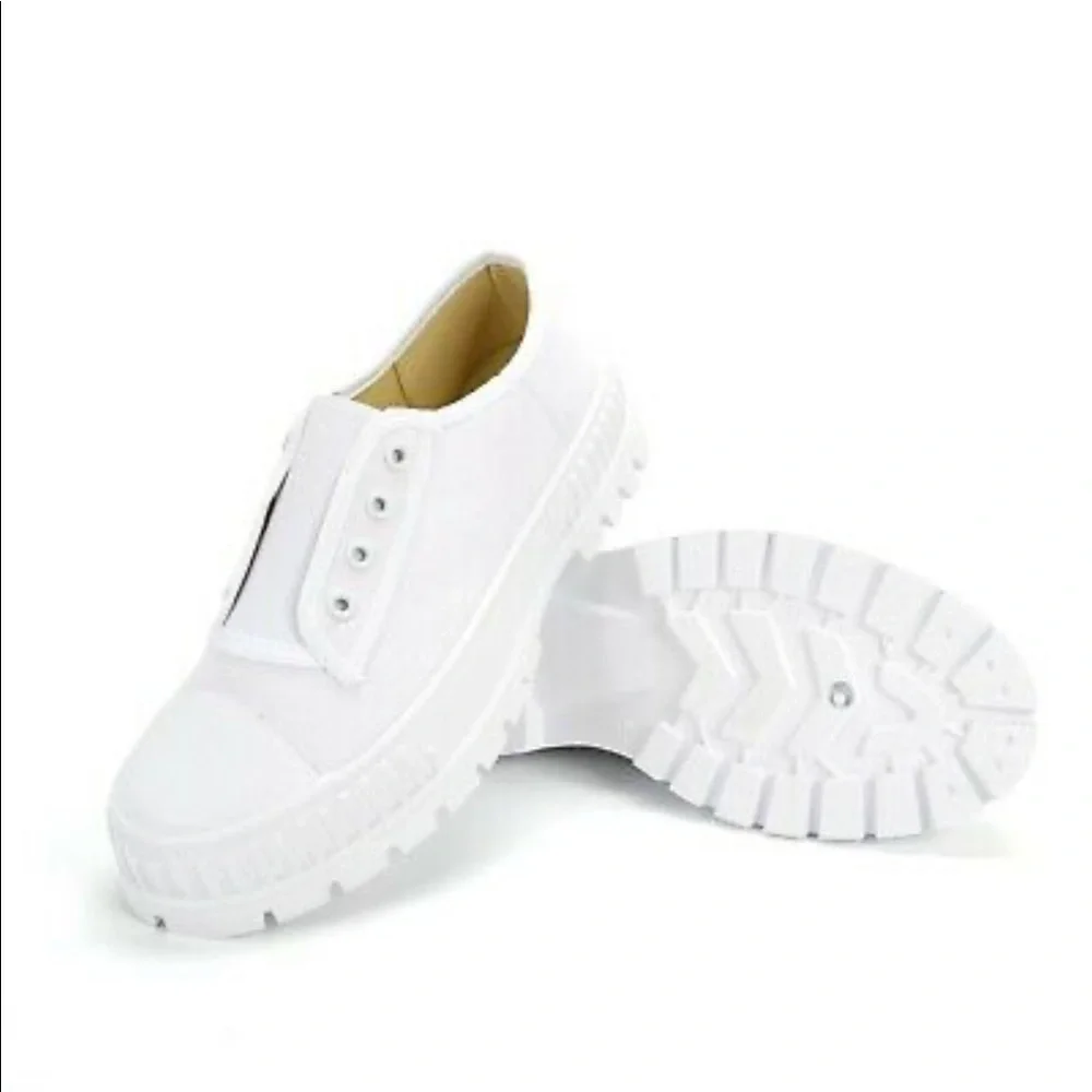 White canvas chunky sneaker - Picture 4 of 9